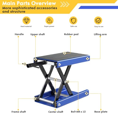 1100 LB Wide Deck Motorcycle ATV Scissor Lift Jack Stand Deep Blue C9465