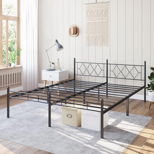 14 Inch Full Size Metal Platform Bed Frame with Headboard and Footboard H776684