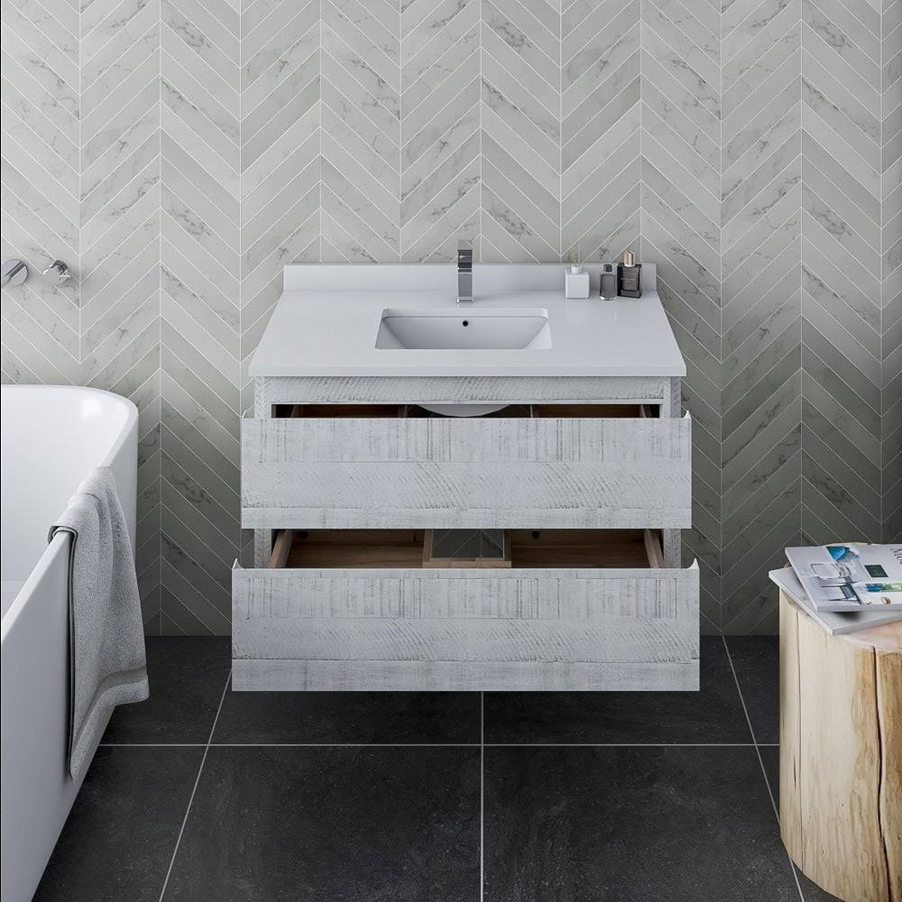 Rustic White Wall Hung Bathroom Cabinet R5774
