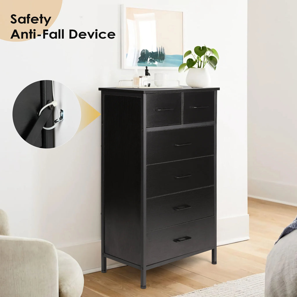 6 Drawer Wood Dresser with Steel Frame G5559