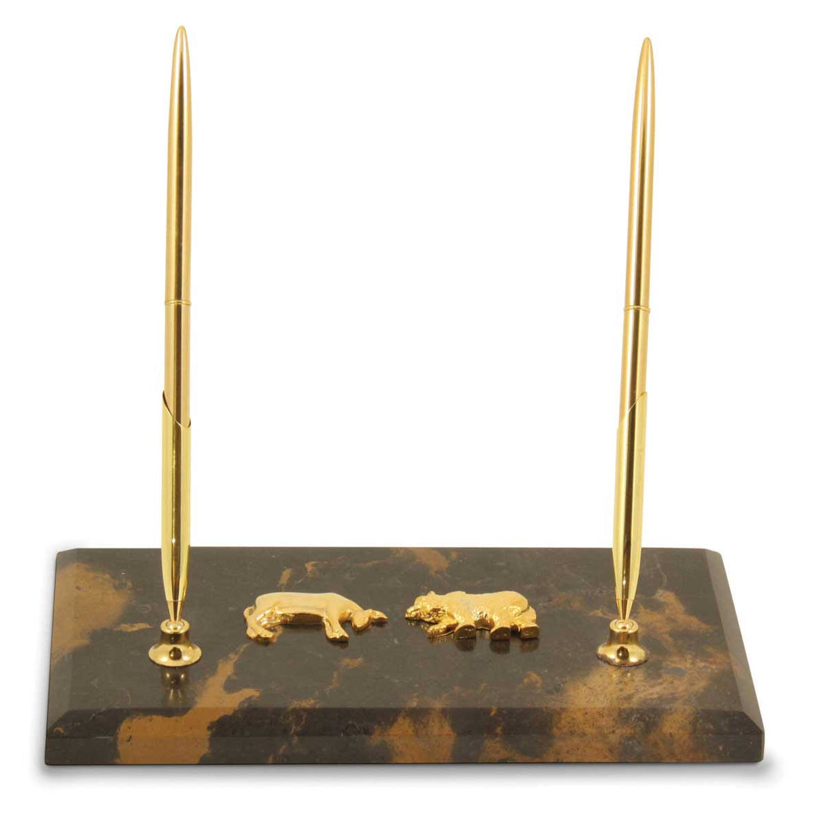 Tiger Eye Marble Double Pen Stand T140