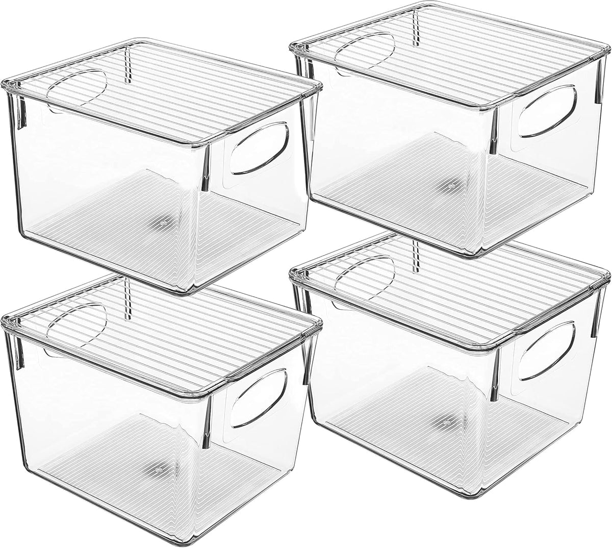 Clear Stackable Plastic Storage Bins with Lid, 4 Pack of 2 N89662