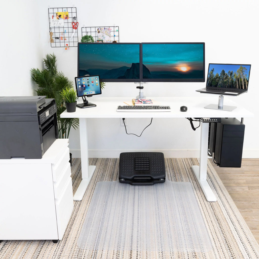 White Electric Standing Desk 55" V597473