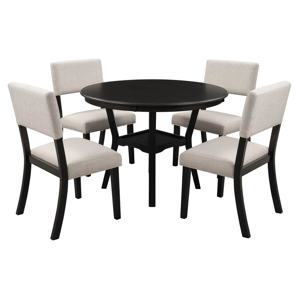42" 5-Piece Round Dining Table Set with 4 Upholstered Chairs R330929