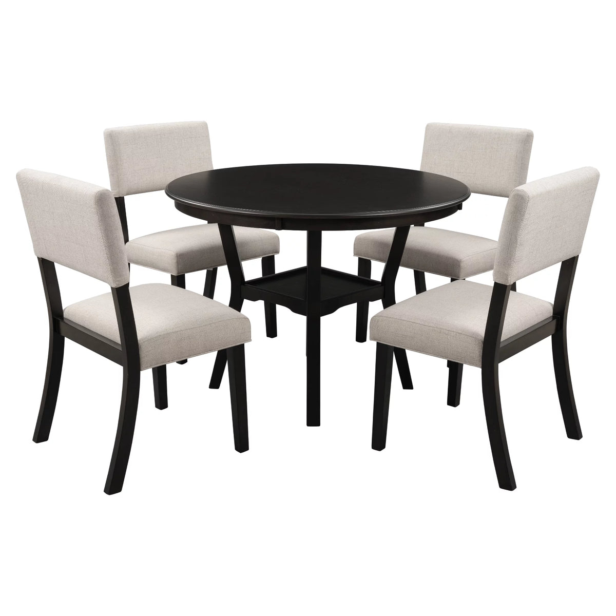 42" 5-Piece Round Dining Table Set with 4 Upholstered Chairs R330929
