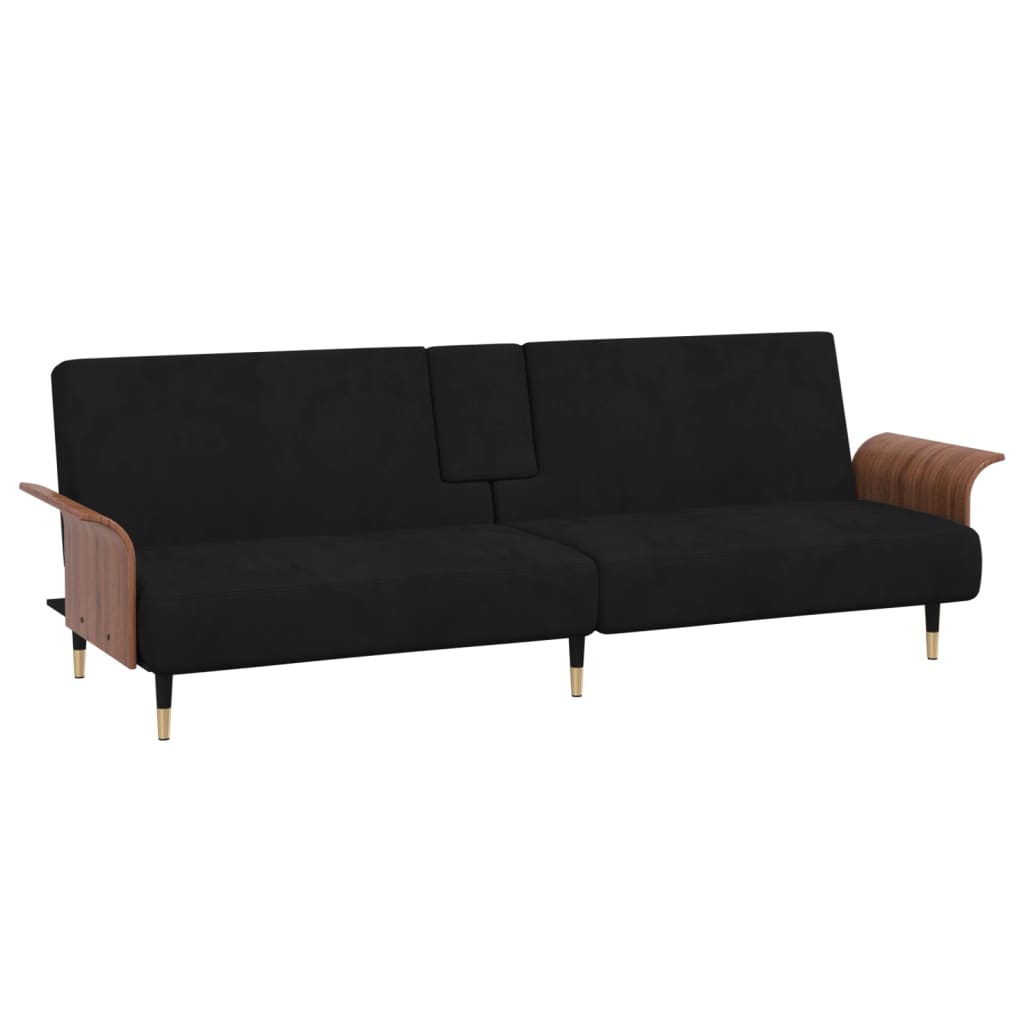 Black Sofa Bed with Cup Holders X1296