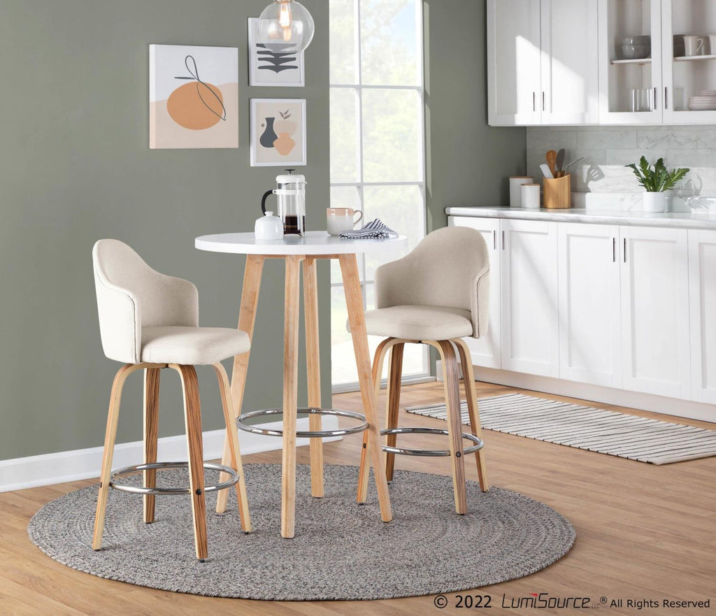Fabric Counter Stools, Cream/Zebra, Set Of 2 V49597