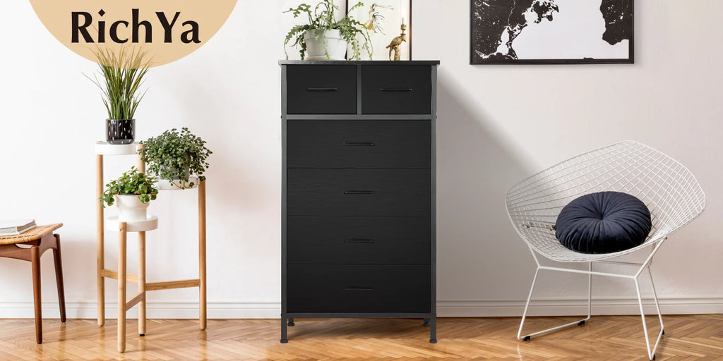 6 Drawer Wood Dresser with Steel Frame G5559