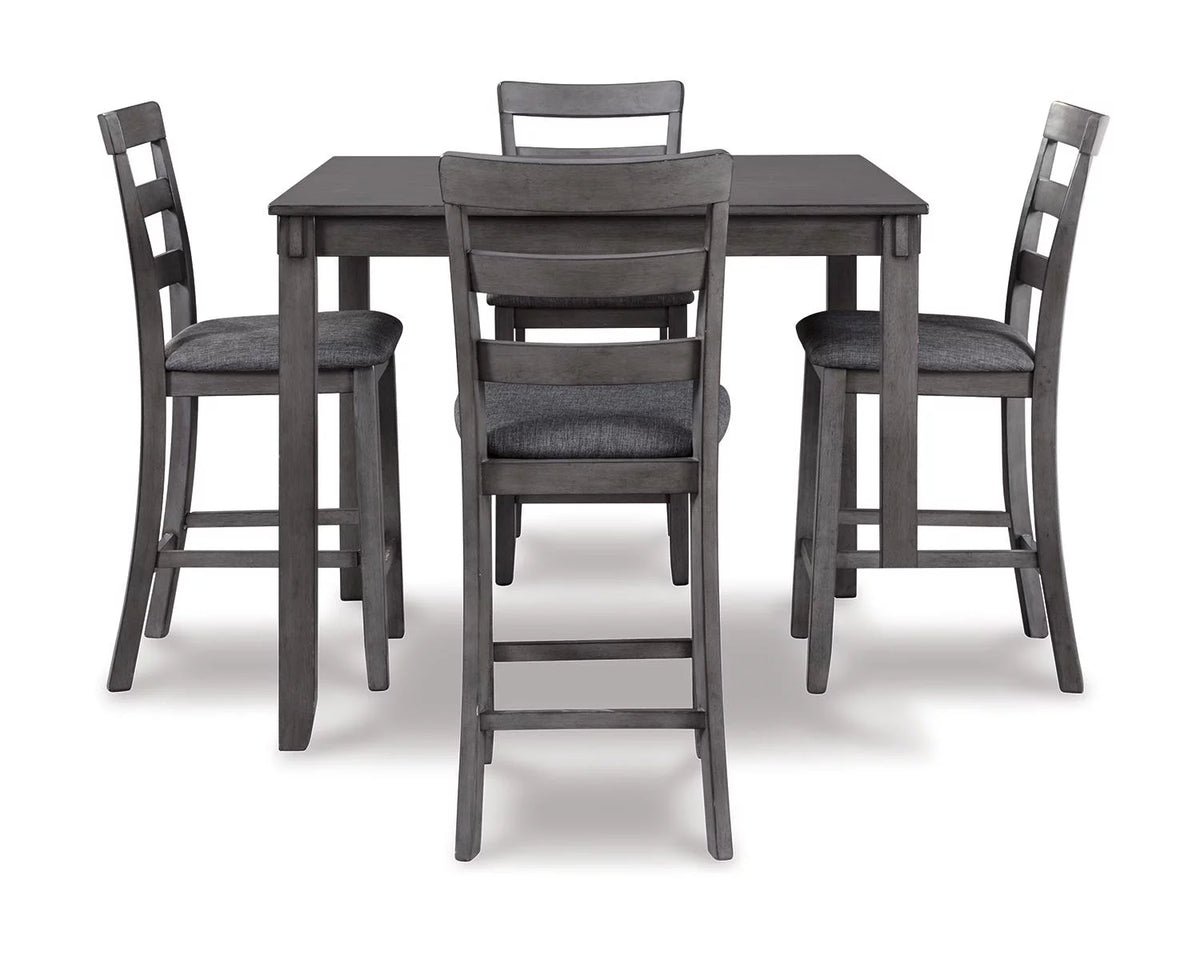 Counter Height Dining Table and Bar Stools Set of 5 Gray A398