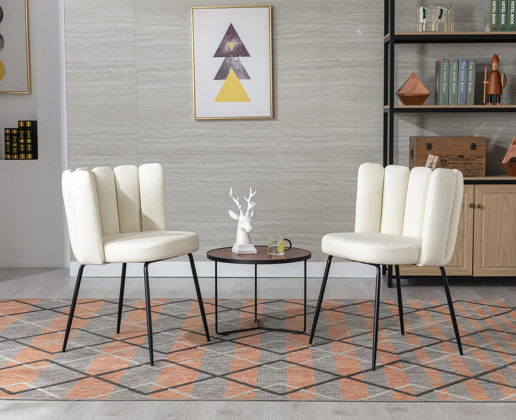 Cream Faux Leather Dining Chairs Set Of 2 G3853