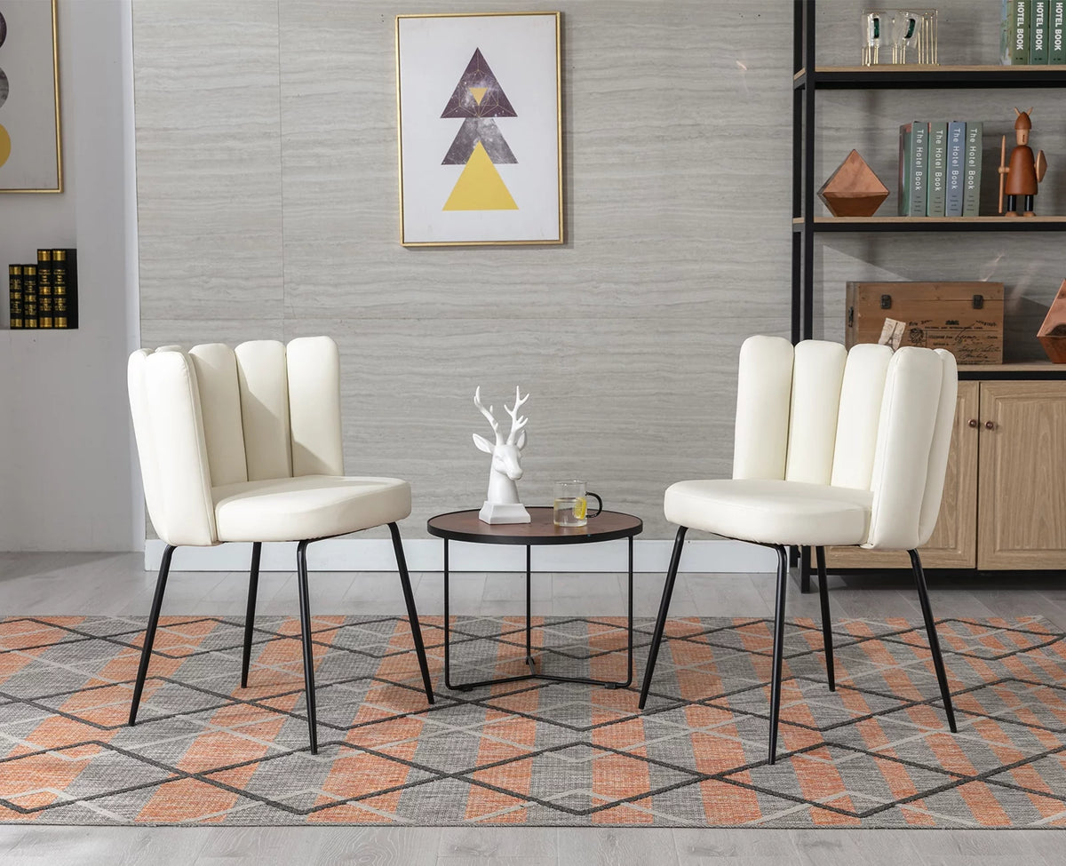 Cream Faux Leather Dining Chairs Set Of 2 G3853