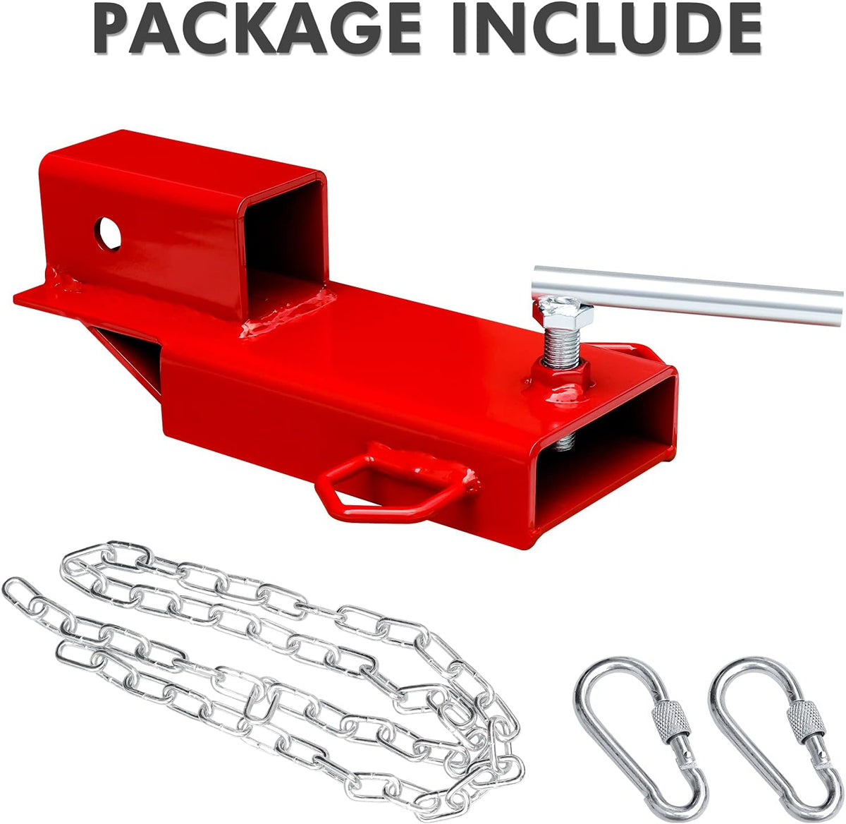 2" Receiver Trailer Towing Adapter with Chain Red Pack of 2 T580