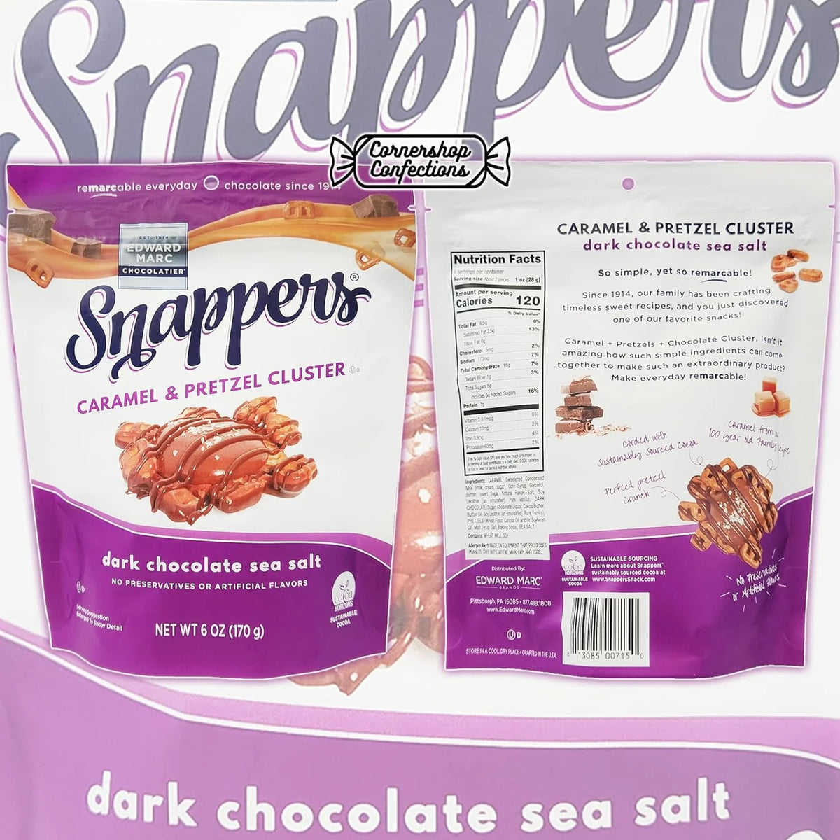 Dark Chocolate Sea Salt Caramel And Pretzel Cluster 2 Bag Bundle Pack M78536