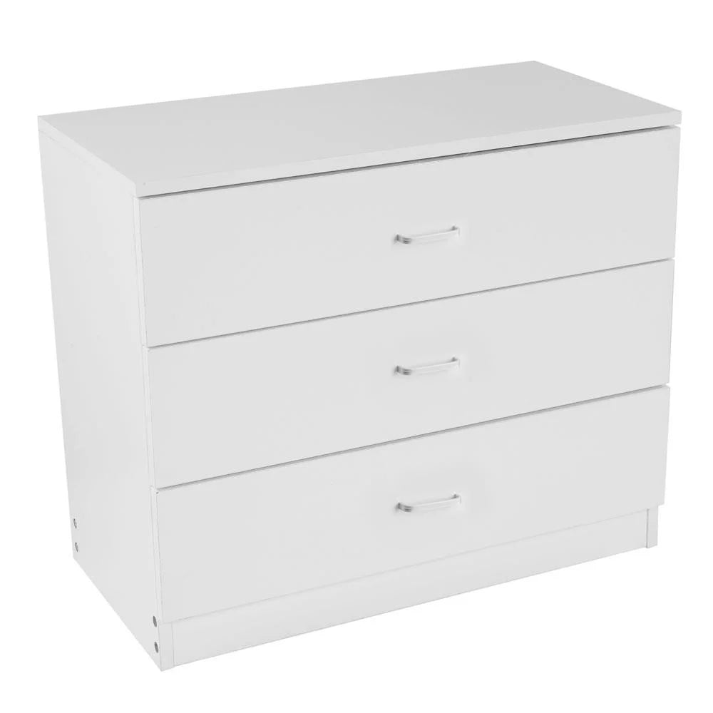 White 3 Drawer MDF Wood Nightstand N62042