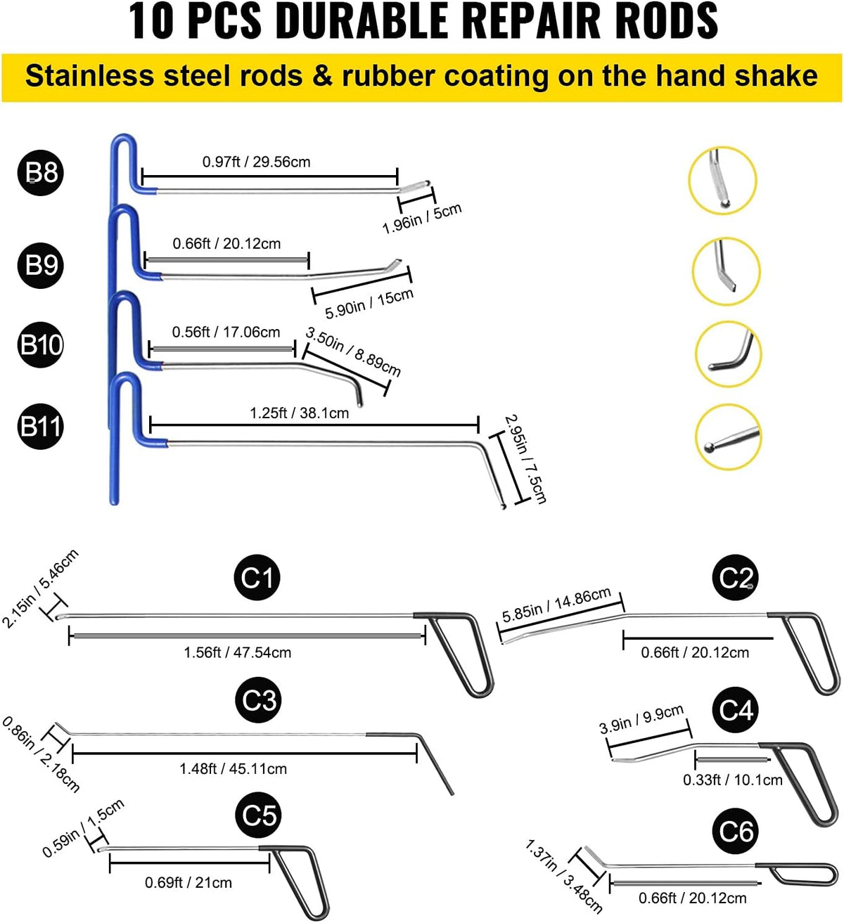 68 PCS Stainless Steel Paintless Dent Repair Kit A590242
