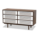 Two-Tone Walnut and White 6-Drawer Wood Dresser F915312
