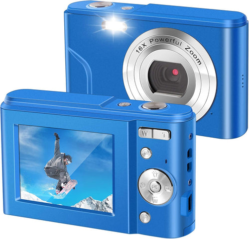 1080P Mini Digital Camera 36MP 16X Zoom Rechargeable Point and Shoot Camera (2.4 inch Blue) Pack of 2 G21521