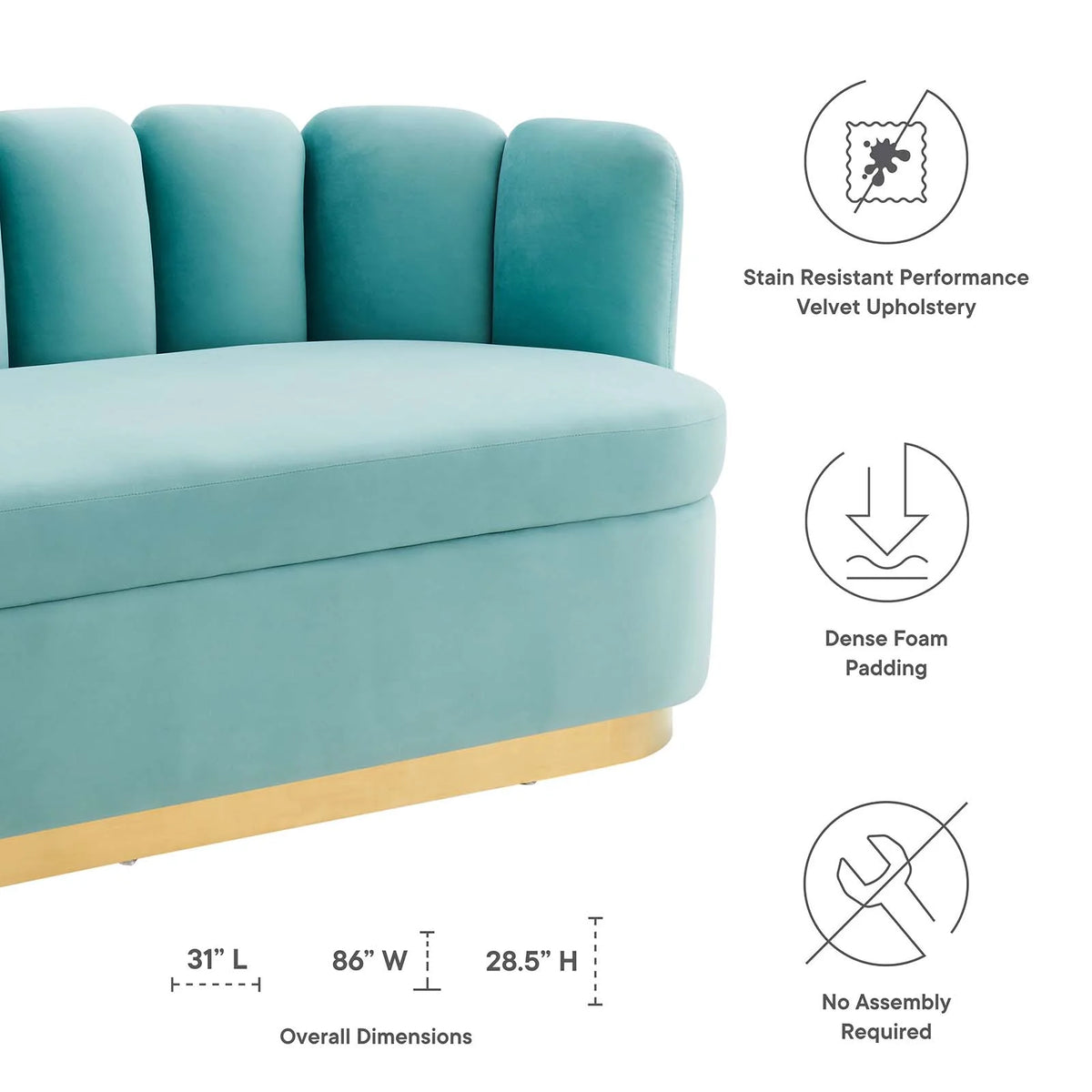 Blue Velvet Tufted Sofa S128752