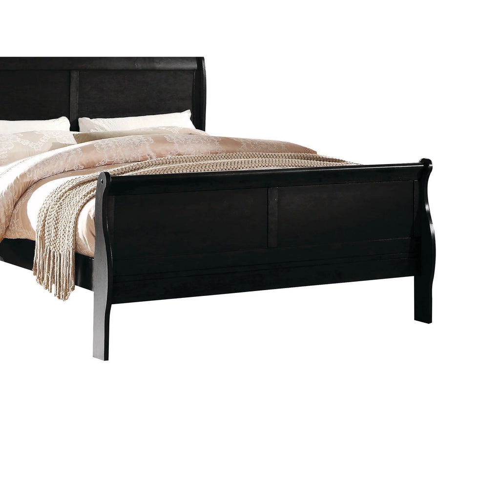 Brown Wooden Full Bed with Sleigh Headboard and Footboard I3332