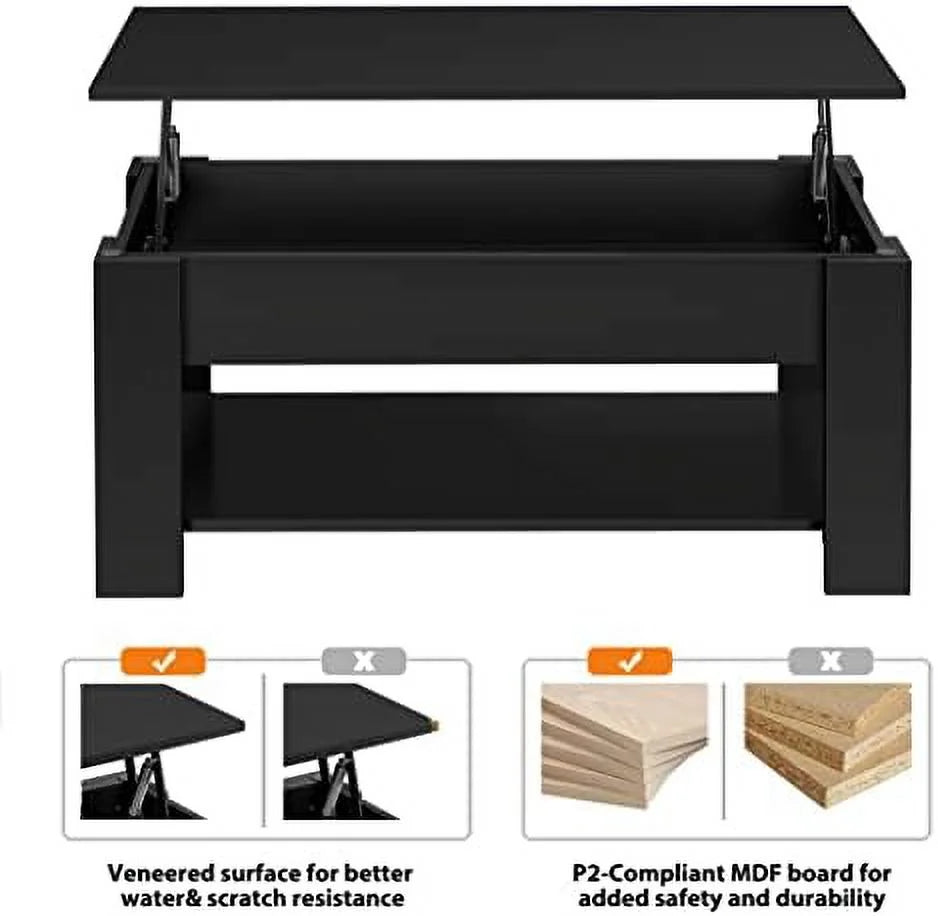Lift Top Coffee Table with Hidden Compartment Grey B298