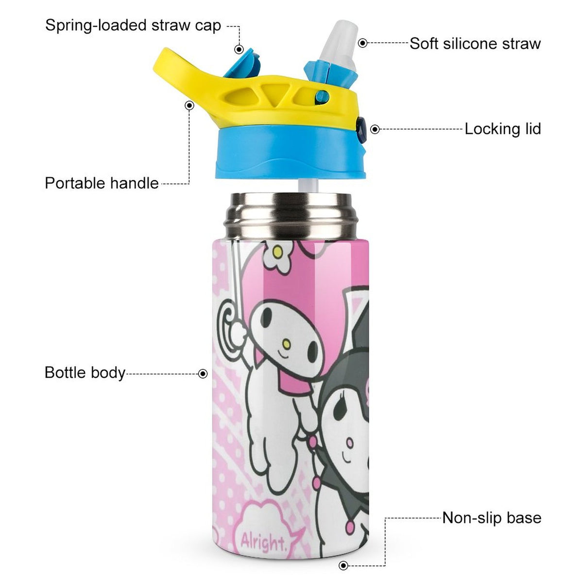 Stainless Steel Vacuum Insulated Water Bottle with Straw J246154