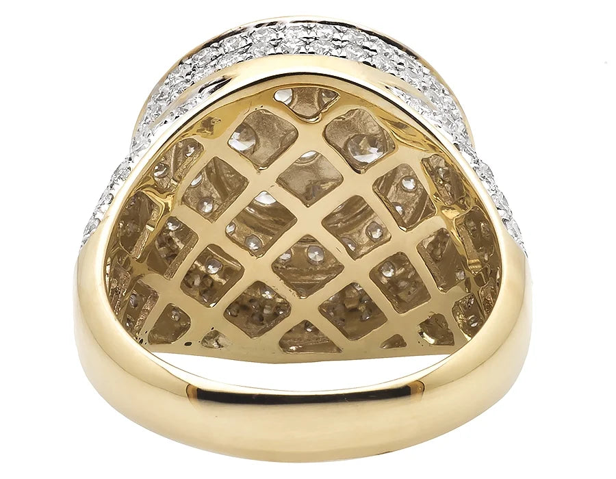 Yellow Gold 10K 3D Round Cluster Diamond Pinky Ring 4.65 ct R70587