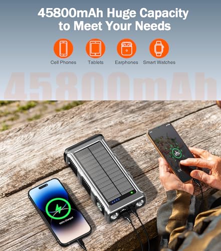 45800mAh Hand Crank Solar Power Bank Wireless Charger Z398468