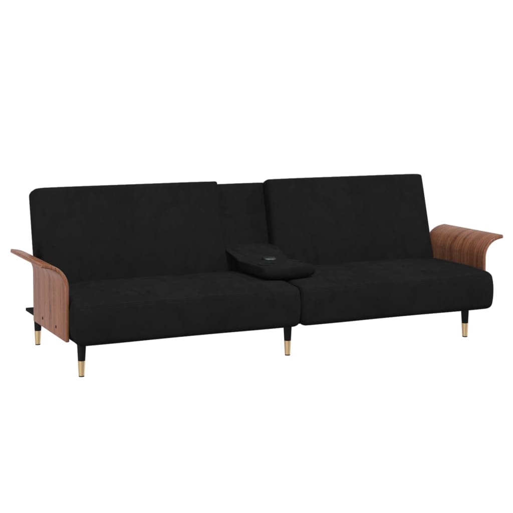 Black Sofa Bed with Cup Holders X1296