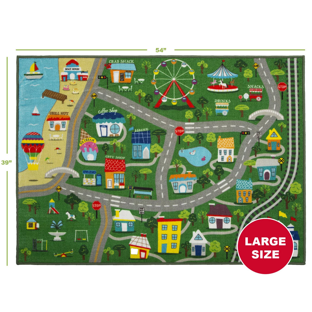 Kids Large Road Map Activity Rug, 54-inch L x 39-inch W V117