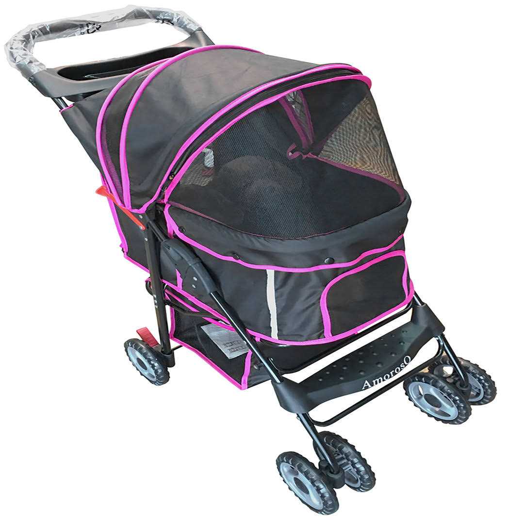 Black Pink Pet Stroller Carrier C35069