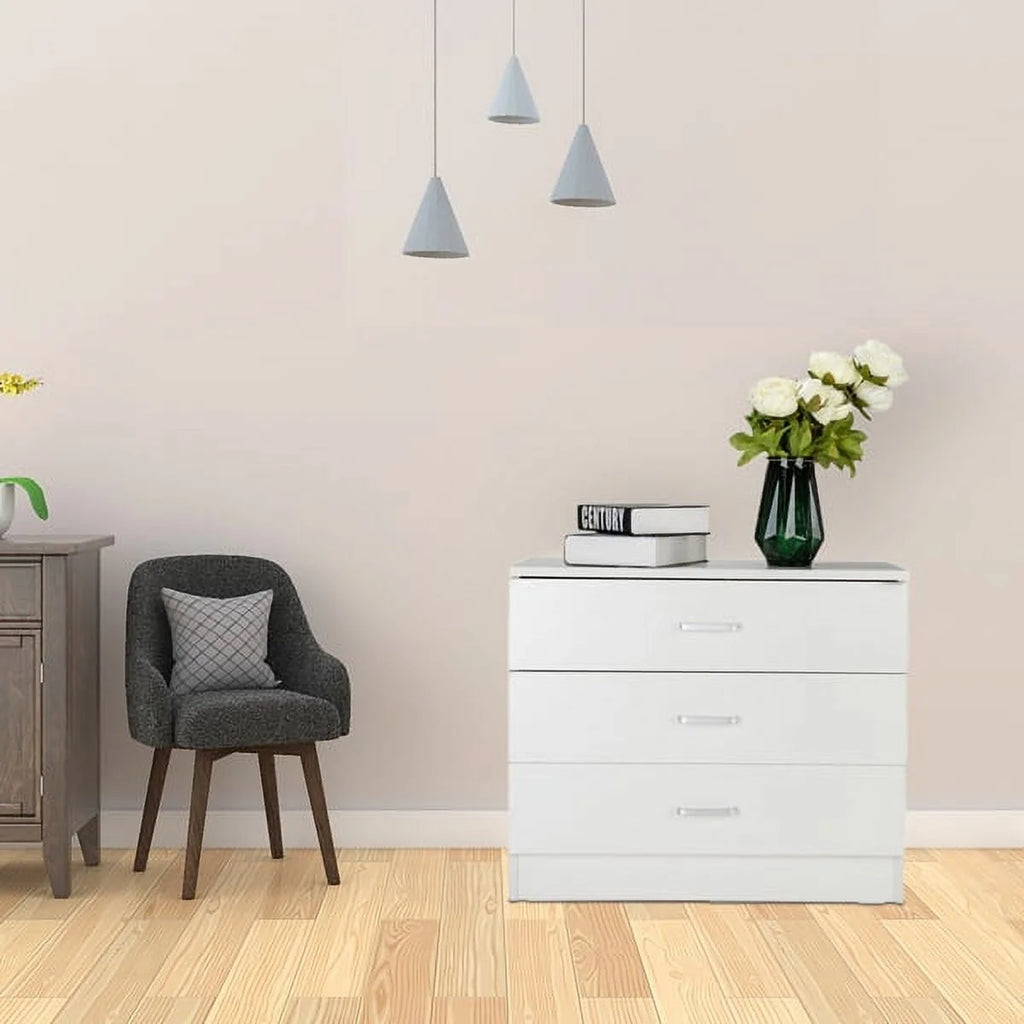 White 3-Drawer Wood Dresser O338478