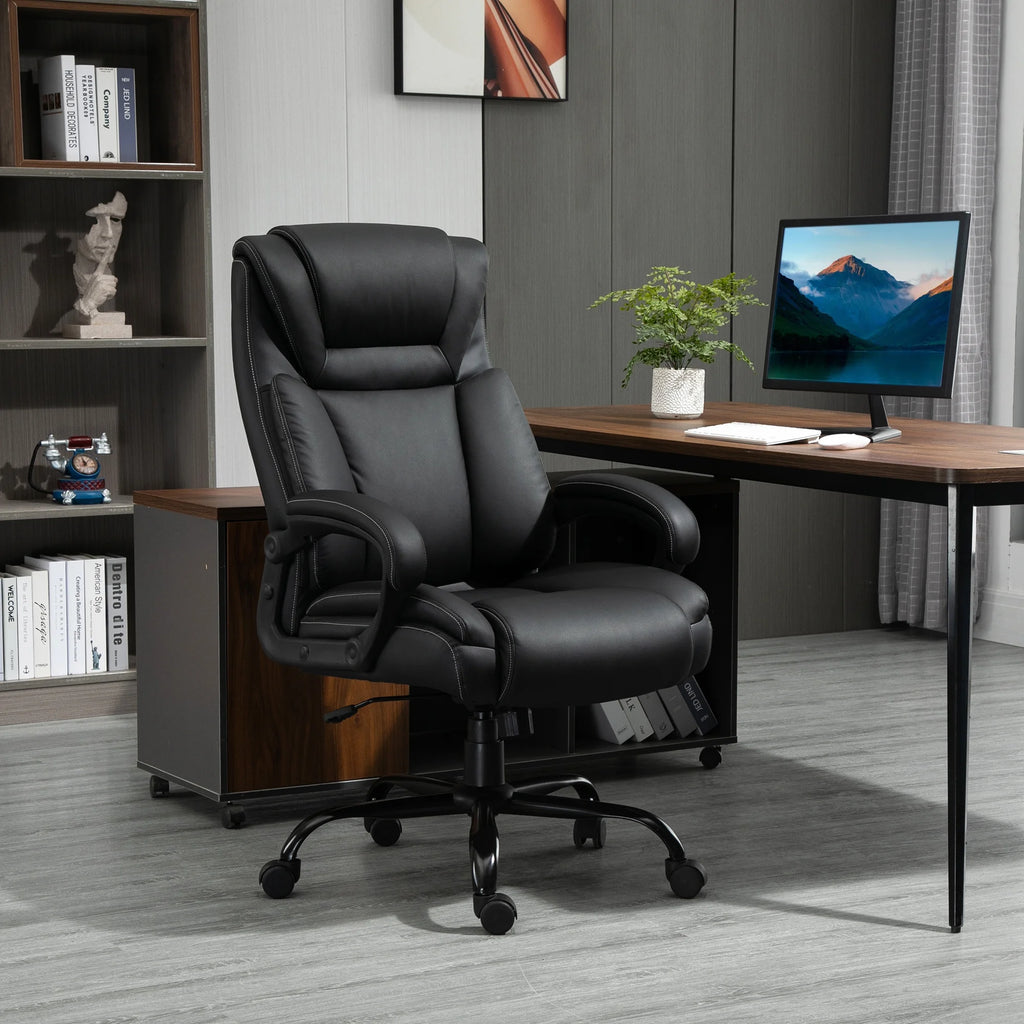 Big and Tall Executive Office Chair with High Back PU Leather, Black Y11641
